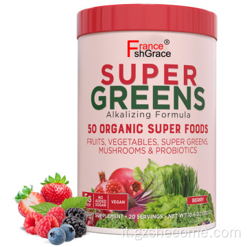 Funghi di polvere di energia organica in polvere Super Greens Berry in polvere
